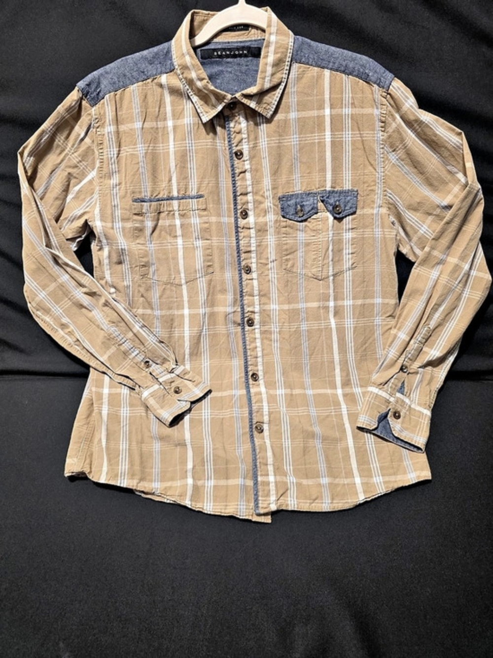 Sean John Tailored Fit Plaid Shirt Plaid Cotton Shirt